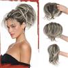 Sofeiyan Coda Cavallo Capelli Extension con grabber, Dritto Corto coda di cavallo un filo metallico morbido incorporato, Parrucca sintetica ponytail a clip per donna,Sfumatura Grigio-oro