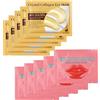 Virecose 5 Paia Maschera Occhi e 5Pcs Lip Masks, Collagene Patch Occhi con Maschera per le Labbra, Patch Occhiaie e Borse, Anti-Rughe e Anti-Occhiaie, Rimuovi Borse e Puffinesss