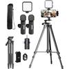 IBISTORA Kit per vlogging per iPhone/Android, YouTube Starter Kit con microfono wireless/treppiede per fotocamera/treppiede flessibile/luce di riempimento RGB, kit essenziali per la creazione di contenuti
