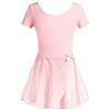 Arshiner Body da Balletto per Ragazze Vestito da Balletto a Maniche Corte Abbigliamento da Balletto per Bambini Vestito da Ballo Arcobaleno Body con Gonna tutù 4-5 Anni