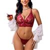 Avidlove Set Lingerie Donna Sexy 2 Pezzi Pizzo Intimo Regolabile Scollo V Lingerie Babydoll Push Up Reggiseno Negligee Rosso M