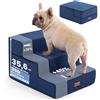 Gardner Pet Scala per Cani Piccola, 3 Gradini, Blu | Spugna ad Alta Densità, Rivestimento Impermeabile, Antiscivolo, Fodera Removibile e Lavabile, Per Letto, Divano, Auto