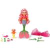 BABY born Glam Up Sunshine, sirena con lunghi capelli rosa con effetto colore UV, da acconciare con accessori in tessuto e pins, incluso amico animale