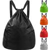 HexinYigjly Sacca de Sportiva con Coulisse, Sacca Sportiva Palestra, Borsa Coulisse Impermeabile, Zaino Palestra per Piscina Viaggio Yoga, Bambina Ragazzo - Nero