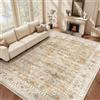 HOMFINE Beige Marrone Tappeto Salotto Vintage 300x400 cm - Lavabile in Lavatrice Antiscivolo Pelo Corto Morbido Grande per Camera da Letto Soggiorno Sala da Pranzo