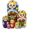 Winterworm, set di 7 matriosche, bambole russe, in legno, con motivo di fiori e bacche, regalo perfetto per la festa della mamma