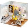 OSDUE Set Casetta Accogliente Starter Home,Casa delle Bambole in Legno Book Nook Kit Mini Costruire 3D Puzzle Decorazione Scaffale Creative Room con LED Regali per Familiari e Amici Adulti