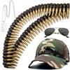 Amlisia Accessori per costumi militari, accessori per costume militare da soldato di munizioni, con collana con targhetta finta proiettile, cappellino da baseball mimetico, occhiali da sole per uomini