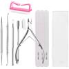 THINTON Set di 9 lime per unghie professionali con spingicuticole in acciaio inox, per unghie in gel, per unghie 100/180, perfette per la casa e il salone