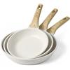 GiPP Padella Antiaderente - Padella Sana e Atossica, Compatibile con Induzione, Senza PFAS e PFOA, Lavabile in Lavastoviglie (Bianco, 24+26+28 cm Senza Coperchio)