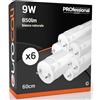 Eurocali Tubo LED 60cm G13 T8 9W 850 lumen - Luce Bianco Naturale 4000K - Fascio Luminoso 160° - Sostituzione Neon - Pacco da 6