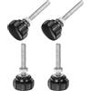 QUARKZMAN 4 Set M6 x 40mm Manopole Zigrinate Filettatura Maschio Viti Testa Zigrinata Dadi Rondelle, Impugnatura Manopola Bloccaggio 25mm Manopole Testa Plastica Viti Testa Zigrinata, Nero