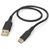 Hama Cavo di ricarica flessibile in silicone da USB A a USB-C, 1,5 m, nero