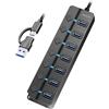LogiLink UA0420 - Hub USB 3.2 Gen1 mt 7 porte e interruttore on/off (per porta)