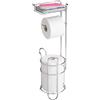 mDesign Porta carta igienica - Elegante porta rotolo di carta igienica - Porta rotolo di carta igienica con ripiano - Pratico contenitore per bagno - Argento