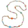 Avalaya Collana lunga multicolore pastello con pepite di conchiglie/ceramica e perline di cristallo, lunghezza 116 cm