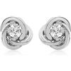 Carissima Orecchini a Perno con Zirconi Cubici da 3 mm e Nodo da 7 mm in Oro Bianco 9 ct