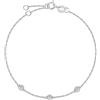 Carleen Bracciale in Oro Bianco Massiccio 18 Carati incastonato rotondo con Diamanti Naturali 0,045 ct, delicato e minimalista, per donne e ragazze - Lunghezza della catena: 18 + 4 cm