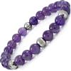 10:10 Bracciale uomo donna elastico con pietre dure naturali diametro 8 mm alternato da sfere in acciaio inox diamantate. Braccialetto elastico con pietre dure molto resistente. Made In Italy