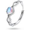 KRFY Anello Argento 925 Donna Anello Pietra di Luna Naturale Placcato Oro Bianco Anelli Donna Regolabili Pietra Cuore Solitario Anelli Argento Matrimonio Gioiello Regalo