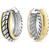 Bling Jewelry Due toni Twist cavo corda Kpop Huggie orecchini a cerchio per le donne per gli uomini cerniera oro argento placcato ottone