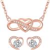 LYL.Adorer LYL. Adorer Set di Gioielli per Donna, Collana & Orecchini placcati Oro Rosa, Simbolo Infinito e Cuore, Regalo Romantico
