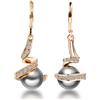 Xonojun Mimei Orecchini Pendenti Placcati Oro 18ct con Perla Grigia, Orecchini Donna Lunghi Regalo Mamma/Donna Natale Compleanno