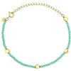 Breil, Collezione B Rocks, Bracciale Donna, Catena con Cristalli Jelly Mint e Elementi in Acciaio IP Oro Lucido, Chiusura a Moschettone, Lunghezza Regolabile fino a 21 cm, Idea Regalo Donna