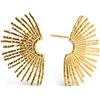 SINGULARU - Orecchini Sunbeam. Acciaio Inossidabile con Placcatura Oro 18Kt. Chiusura a Pressione. Gioielli da Donna