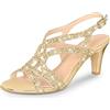 PIZZ ANNU Amelia Sandali Donna Estive Eleganti Comode Glitter Strass Sandalo Slingback Scarpe con Tacco Punta Aperta Kitten per Cerimonia Sposa Argento EU 40