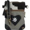 Domelo Dirndl Borsa a tracolla per costume tradizionale Oktoberfest, borsa con stella alpina e cuore - Tradizionale piccola borsa a tracolla in tela e pelliccia di mucca,