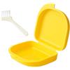 Jdacla 1 x scatola per stecca dentale + 1 x mini set regalo, scatola per ortodonzia ventilata in PP di qualità, scatola per Invisalign/scatola per apparecchi dentali di colore giallo