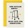 Central 23 Humorvolle Grußkarte für Männer - IHRE KUTSCHE WARTET - lustige Geburtstagskarte für Frauen - Rentner - Geburtstagsgeschenk für Opa oder Oma - mit Aufkleber - von