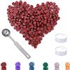 FFTANXS Sigillo Ceralacca Kit, 200 Pezzi Perline Ceralacca con 2Candele del Tè e 1Cucchiaio, Sigilli in Cera Lacca per Buste, Ceralacca Matrimonio Personalizzati, DIY Cera per Timbri e Decorazioni(Rosso Vino)