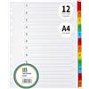 The Paper Shop Divisori A4+ extra larghi, 12 pezzi, formato A4+, extra largo, 12 divisori numerati, multiforati, rinforzati, 150 g/m²