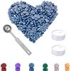 FFTANXS Ceralacca Kit, Perline Ottagonali di Ceralacca, 200 Pcs Ceralacca Perline con 2 Candele da tè e 1 Cucchiaio da Sciogliere, Cera Lacca per Sigilli diy kit per Invito di Compleanno Festa di Nozze(Blu)