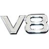 EasyByMall Emblema Badge adesivo ad alte prestazioni V8 argento cromato per auto e camion (argento)