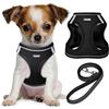 YIMEIS, Set di pettorina e guinzaglio per cani, in morbida rete, riflettente, regolabile, per cani di taglia piccola, media e grande, nero, XS (confezione da 1)
