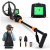Ovshnrr - Metal detector per bambini, IP68, impermeabile e leggero, con LCD e indicazione del suono, metal detector ad alta sensibilità, per bambini, con pala, rastrello e zaino per la ricerca di