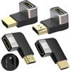 AOUZOVLI HDMI-90-Gradi Confezione Da 4 Nero 8k Cavo-HDMI-90-Gradi Estensore 2.1 Angolo Retto Maschio Femmina per Ps5 Xbox TV Laptop Supporto 8k@60hz
