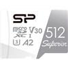 Silicon Power 512GB Superior Micro SDXC UHS-I (U3), V30 4K A2, Compatible with GoPro Hero 9 High Speed MicroSD Card with Adapter
