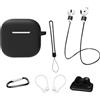 AIYAAIYA Custodia Protettiva in Silicone per Airpods 4 Gen (2024): AIYAAIYA 8 in 1 set di Accessori per Airpod con Supporto per Apple Watch/Portachiavi/Corda Anti-Smarrimento/Ganci per le Orecchie (Nero)