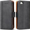 Bozon ROJIOJIO Cover per iPhone 5/ 5S/ SE 2016, Premium Pelle PU Portafoglio Flip Libro Libretto Custodia con [Chiusura Magnetica] [Supporto] [Porta Carte] per Apple iPhone 5/ 5S/ SE 2016, Nero Grigio