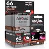 Udivita 66 Batterie per Apparecchi Acustici Misura 312 PR41 Marroni Zinco-Aria Phono Pulse Technology in 11 Blister da 6 Pile - 66 Batterie: 60 Rayovac + 6 Udivita