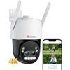 Ctronics 4K [10X Zoom Ibrido] Telecamera Wi-Fi Esterno Metallo, Auto Zoom-Tracking, Doppio Obiettivo, Videocamera di Persone/Veicoli/Ani, 2,4/5GHz WiFi, Visione Notturna Colori, PC/FTP/NAS, Cloud/TF