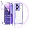 Jrkvniv Cover per Xiaomi Redmi Note 13 Pro Plus 5G con Cordino,360 Gradi Trasparente Custodiacon con Protezione Schermo Integrata,Bumper Rugged Custodia con Regolabile Tracolla Corda Collana -Viola