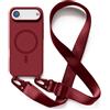 JIYUDZ JIYU Cover Magnetica per iPhone 17 Air 6,7 con Cordino,Custodia Silicone Compatibile con MagSafe,Cover Silicone Antiurto con Corda Collana Tracolla Laccio Protettiva Case,Rosso