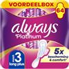 Always Platinum - Asciugamani igienici con ali, notte, flusso medio ad abbondanti, formato Eco, 64 tasche singole (4 x 16), 5 misure di comfort