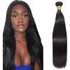 Zeslaerr Human Hair Bundles Sew in Bundles Human Hair Extension Capelli Black Straight Hair Unprocessed Virgin Extension Capelli Veri Minimal Smell Low Tangle For Women 1 Bundle 16 Pollici