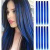 Luxiremi Ciocche di capelli colorate per bambini, 10 pezzi, lunghezza 22 pollici, colore blu zaffiro, extension per capelli sintetici, clip da agganciare